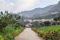 Beautiful small village houses under the mountains skyline Royalty Free Stock Photo