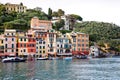 Beautiful small village Portofino with colorfull houses, luxury boats and yachts in little bay harbor. Liguria, Italy Royalty Free Stock Photo