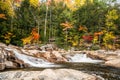 Beautiful small waterfall with autumn colours in background Royalty Free Stock Photo