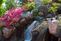 Beautiful small waterfall in a japanese style garden Royalty Free Stock Photo