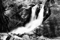 Small waterfall in mountains. Boulder,USA. Black and white photography Royalty Free Stock Photo