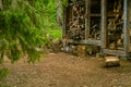 A beautiful small wooden building in the middle of Finnish forest Royalty Free Stock Photo