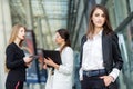 Beautiful smart women in a business suit. Concept for business, boss, work, team and success Royalty Free Stock Photo