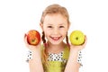 Beautiful smart young girl holding apples