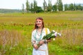 Beautiful smile cheerful hippie woman