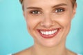 Beautiful Smile. Smiling Woman With White Teeth Beauty Portrait. Royalty Free Stock Photo