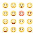 Beautiful smiley set. Collection of emoji icons on white background.