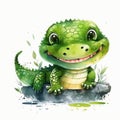 beautiful smiling baby crocodile Clip Art Happy image generative AI
