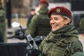 Beautiful smiling blonde hair girl member of Lithuanian Armed Forces