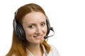 Beautiful smiling business woman with headset Royalty Free Stock Photo