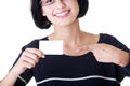 Beautiful smiling businesswoman with businesscard. Royalty Free Stock Photo