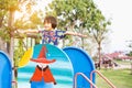 Beautiful smiling cute girl on a playground Royalty Free Stock Photo