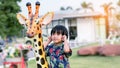 Beautiful smiling cute girl on a playground Royalty Free Stock Photo