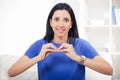 Beautiful smiling deaf woman using sign language Royalty Free Stock Photo