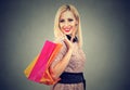 Beautiful smiling fashion woman shopping holding colorful bags Royalty Free Stock Photo