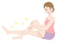 Beautiful smiling female and leg illustration for hair removal, diet, and skin care