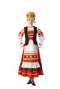 Beautiful smiling girl in Belarusian national costume Royalty Free Stock Photo