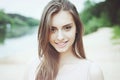 Beautiful smiling girl outdoor portrait Royalty Free Stock Photo