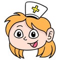 Beautiful smiling nurses ready to serve midwives. carton emoticon. doodle icon drawing