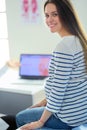 Beautiful smiling pregnant woman with the doctor at hospital Royalty Free Stock Photo