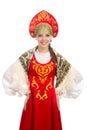 Beautiful smiling russian girl in folk costume Royalty Free Stock Photo