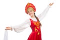 Beautiful smiling russian girl in folk costume Royalty Free Stock Photo