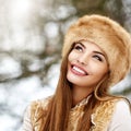 Beautiful smiling winter girl portrait close up Royalty Free Stock Photo