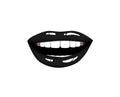 Beautiful smiling woman black lips. Kiss Me. Vector illustration Eps 10