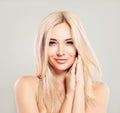 Beautiful Smiling Woman with Blonde Hair. Blondie Fashion Model Royalty Free Stock Photo