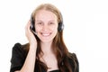 Beautiful smiling woman support call center girl in headphones on white background Royalty Free Stock Photo