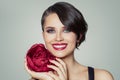 Beautiful smiling woman with trendy makeup and haircut, close up portrait Royalty Free Stock Photo