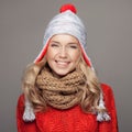 Beautiful smiling woman wearing winter clothing. Royalty Free Stock Photo