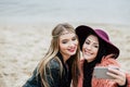 Beautiful smiling women taking selfie Royalty Free Stock Photo