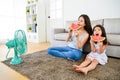 Woman with little girl eating watermelon together Royalty Free Stock Photo