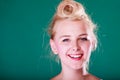 Beautiful smiling young woman with pin up hair Royalty Free Stock Photo