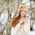 Beautiful smiling young woman portrat in winter Royalty Free Stock Photo