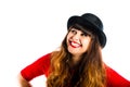 Beautiful smiling young woman wearing bowler hat Royalty Free Stock Photo