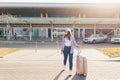 Woman goes to the airport Royalty Free Stock Photo