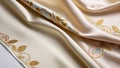 Beautiful smooth elegant wavy beige, golden satin silk luxury cloth fabric texture, abstract background design Royalty Free Stock Photo