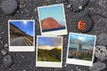 Beautiful snapshots of various Tenerife landscapes and landmarks arranged on black volcanic background