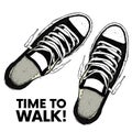 Beautiful sneakers. Vector illustration for a picture or poster. Youth shoes. Sports, running and walking.