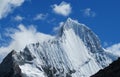 Beautiful snow covered high mountain top in Huascaran, Peru