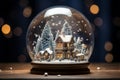 Beautiful Snow decorative globe glow. Generate Ai Royalty Free Stock Photo