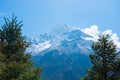 Beautiful snow defile mountain landscape, trekking route to the Royalty Free Stock Photo