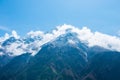 Beautiful snow defile mountain landscape, trekking route to the Royalty Free Stock Photo