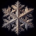 black isolated background of greyscale snowflake