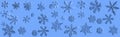 Beautiful snow flake collage on a light blue background close up Royalty Free Stock Photo