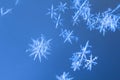 Beautiful snow flake on a light blue background close up Royalty Free Stock Photo