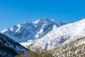 beautiful snow mountains with blue sky on a sunny day