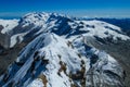 Alps snow mountains in Italy, Matterhorn or Monte Cervino and Monte Rosa area summits